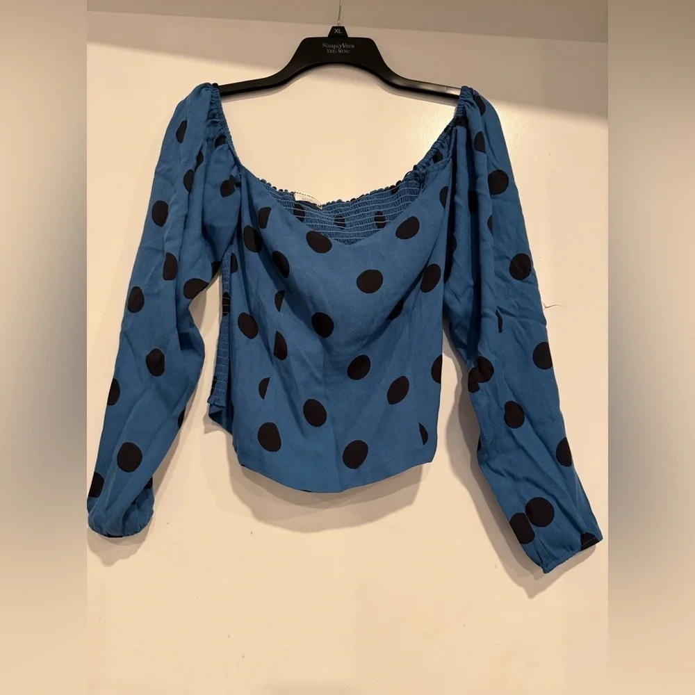 Reformation Polka Dot Puff Long Sleeve Top Size 4